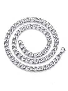 1pc Stainless Steel Cuban Link Chain Necklace, Minimalist Titanium Steel Chain Necklace, Fashionable Necklace With High-End Vibe, Suitable For Men & Boys, Valentine's Day Gift