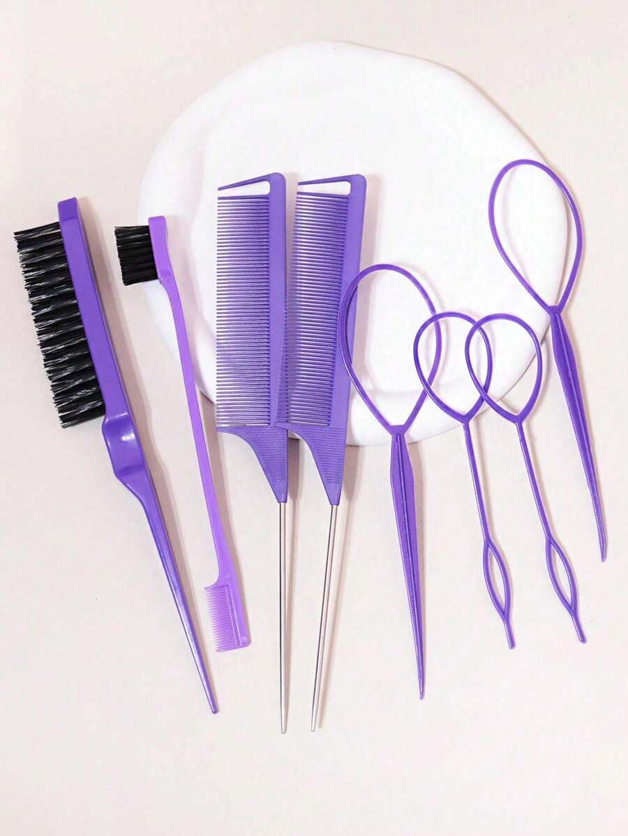 1/3/5/8 件套美发工具，8 件套发髻制作工具套装，含 2 个法式编织工具、2 个鼠尾梳、1 个撕梳、1 个边刷，用于发型设计发刷