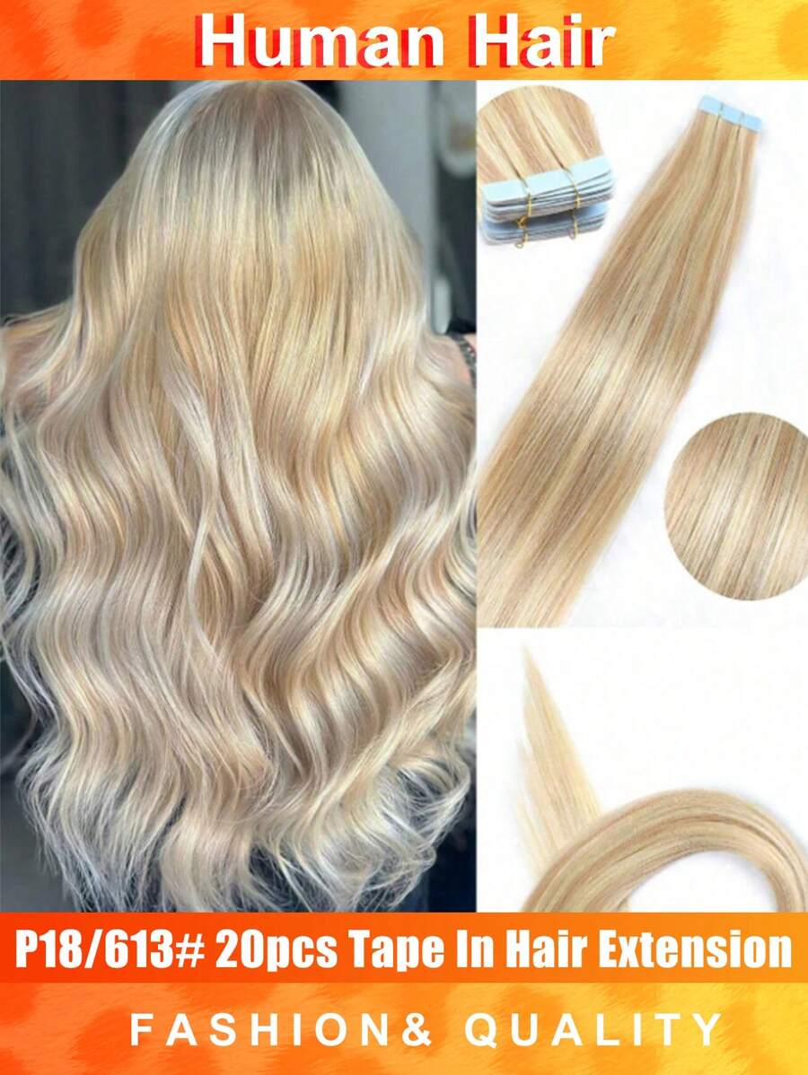 20 件直发胶带 100% 雷米真人发片适用于沙龙丝滑直发无缝隐形 P4/27# 钢琴色适合稀疏发质女士自然外观优质胶带接发