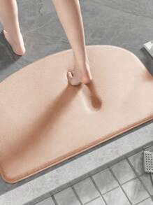 1pc Creative Simple Black Rounded Sided And Machine Washable Sponge Memory Foam Entrance Floor Mat ,Room Decor - Black - View 4