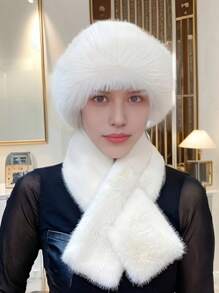 2pcs Fashion & Cozy Casual Set: Mongolian Style Hat + Scarf, Suitable For Autumn/Winter Outdoor Activities - Multicolor - View 7