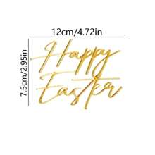 5pcs/1pc Golden Acrylic Happy Easter Cake Topper For Easter Party DIY Cake Dessert Baking Decoration Supplies - Gold - View 5