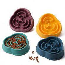 4 件装云形防吞食慢食宠物狗碗，塑料材质