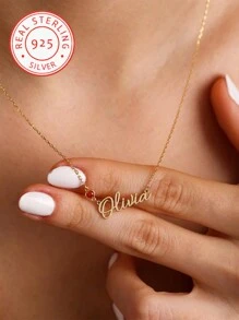 A 925 Silver,Birthstone Name Necklace | Custom Birthstone Name Necklace | Name Necklace | Dainty Name Jewelry | Gift For Her, Birthstone Jewelry - Yellow Gold - View 2