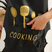 Multifunctional Kitchen Cooking Apron | Waterproof Oil-Proof Easy Clean Black Apron | With Pockets And Towel Design | Adjustable Unisex - Multicolor - View 4