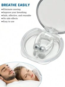 8 pièces de pince nasale magnétique anti-ronflement en silicone, un appareil de réduction du ronflement confortable pour les hommes et les femmes, livré avec un boîtier de rangement pour améliorer la qualité du sommeil, portable et adapté aux voyages en famille, et sert d'aide au soulagement du ronflement