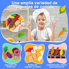 Juego de Juguetes de Cocina, Mini Juguetes de Cocina de Simulación para Niños, Utensilios de Cocina, que Incluyen Ollas a Presión, Cocinas de Inducción y Cubiertos, Comida - Conjunto rosa de 61 piezas - Ver 8