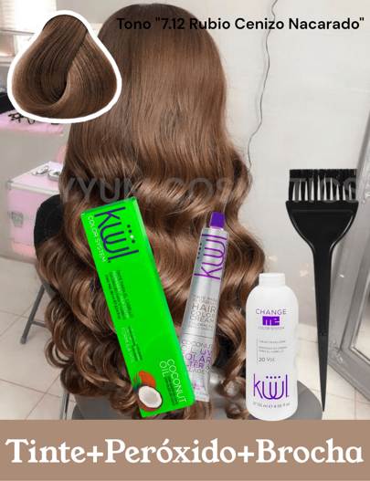 Kit brocha y tinte KÜÜL - Color System Tinte para Cabello Permanente Color System 90ml en Crema con Aceite de Coco y Colágeno, Prolonga la Intensidad del Color, Aporta Hidratación, Brillo y Sedosidad