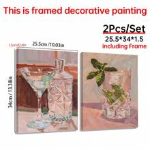 Conjunto de 2 impresiones con diseño de alcohol, arte de bar de martini, decoración para beber para pared del hogar y cocina, póster moderno de cóctel, pósteres de lienzo