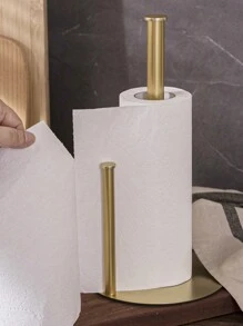 Support de papier toilette en acier inoxydable à deux pôles doré, support pour rouleau de cuisine, support de rangement pour film alimentaire, support de serviettes de cuisine non perforé, organisateur de salle de bain