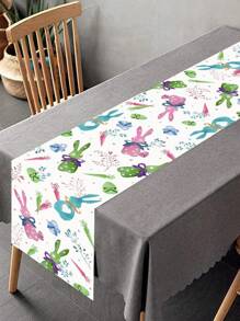 1 件复活节桌旗，复活节兔子蛋胡萝卜设计餐桌旗，适合季节性春季厨房餐桌装饰、家庭派对装饰、复活节装饰礼物