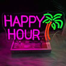 1 pieza Letrero de Luz de Neón HDJSIGN, Luz de Neón Rosa de Árbol de Coco, Letrero de Bar, Decoración de Pared, Bar en Casa, Club, Café, Decoración de Hotel, Letrero LED Operado por USB, Sala de Juegos, Decoración del Dormitorio del Hogar, Letrero de Boda de Cumpleaños, Tamaño 20cm/40cm