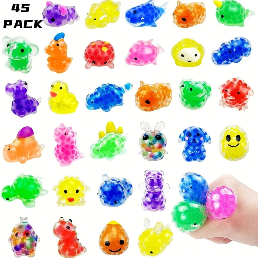 45Pcs Mini Stress Balls, Random Kawaii Squishies Bulk, Classroom Prizes, Party Favors, Birthday Gifts Goodie Bag Stuffers Easter Basket Stuffers (Random).