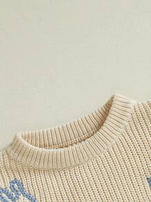 Suéter de Pascua para bebé niña y niño, informal, con letras de conejito bordadas, jersey de punto, prenda de punto para niño pequeño - Caqui - Ver 7