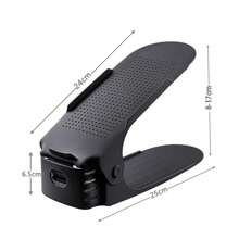 12/24Pcs Shoe Slots Organizer Adjustable Shoe Stacker Space Saver Double Deck Shoe Rack Holder Shoe Stack For Closet Organization - Black - View 8