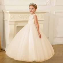 Aibaowedding Princess Lilac Girl Beauty Pageant Dress Children's Ball Fluffy Tulle Ball Dress - Rượu sâm banh - Xem 5