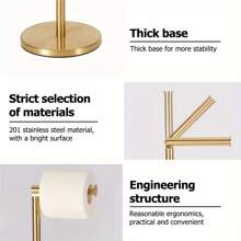 Giá treo giấy vệ sinh đứng bằng thép không gỉ, đặt sàn, giá treo giấy vệ sinh đứng trên sàn nhà tắm, không cần đục lỗ, giá treo giấy vệ sinh đơn, trang trí phòng tắm tại nhà, dụng cụ sắp xếp phòng tắm, trang trí mùa thu, trở lại trường học - Vàng - Xem 4