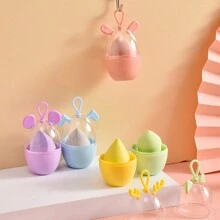 Set de 9 esponjas de maquillaje mini y 1 caja de almacenamiento con tapa - para base de líquido, polvo y crema, dispensador visual de herramientas de maquillaje lindas