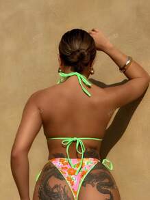 Biquíni sexy com estampa elástica alta, 2 peças, para mulheres, secagem rápida, macio e agradável à pele, estilo europeu e americano, sustenta o busto, design estampado adelgaçante, novo biquíni para praia, festa na piscina, resort