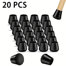 20-pak silikonowych ochraniaczy na nogi krzeseł z filcową podstawą, antypoślizgowe nakładki podłogowe redukujące hałas, wielokrotnego użytku podkładki pod meble do podłóg z twardego drewna/płytek/marmuru, łatwe do czyszczenia pokrowce na nogi krzeseł - 20-czarny - Zobacz 1