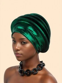 1 件优雅螺旋贝雷帽，适合女性，非洲女士头巾，女性贝雷帽，头巾，尼日利亚头饰，婚礼派对 Gele - 美人條貝雷帽 - 查看 14