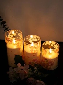 Set de 3 velas LED sin llama, velas LED con parpadeo, mecha en forma de lágrima mejorada, velas electrónicas a pilas con control remoto y temporizador, decoración de mesa central, decoración de bodas