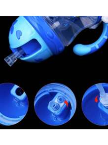 200 ML Garrafa Copo Baby Treinamento Com Tampa E Canudo Silicone + Alca De Plastico - Azul - Visão 7