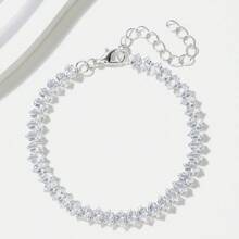 18k Gold Plated Zirconia Studded Bracelet - Plateado - Ver 2