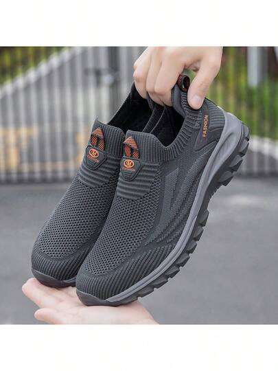 أحذية رياضية سوداء للرجال، أحذية مريحة غير رسمية، بدون رباط من شبكة تنفس مانعة للانزلاق، للمشي اليومي، للياقة البدنية، للركض، للتنزه