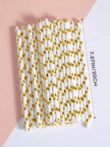 10/25/50/100 stuks witte papieren rietjes met gouden stippen, wegwerprietjes voor tafelgebruik voor verjaardagen, feesten, thuis, bars, drankwinkels, picknicks, feestartikelen en kerstcadeaus.
