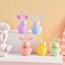 Set de 9 esponjas de maquillaje mini y 1 caja de almacenamiento con tapa - para base de líquido, polvo y crema, dispensador visual de herramientas de maquillaje lindas