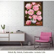 SNA 2025 New Style Peony Flower Landscape DIY 11CT Painting Cross Stitch Embroidery Kits Thread Needlework Steed Home Decoration Gift