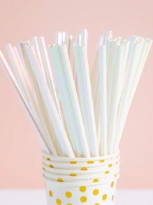 10/25/50/100pcs Disposable Paper Straws, White Pearlescent Paper Straws, Ombre Paper Straws, Candy Cane Support Sticks, Suitable For Cocktails, Birthdays, BBQs, Events And Celebrations - Multicolor - View 4