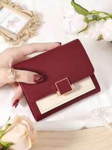 Burgundy Bag Charry Red Bag Wine Red Bag Coin Pocket Double Fold Women's Wallet Mini Women's Fashionable Wallet With Multiple Card Slots And ID Card Window Very Suitable For Outdoor Travel And Returning To School For Women Wallet Mini Wallet Purse Wallet Small Wallet