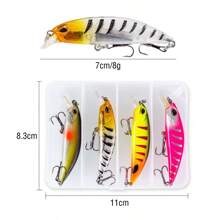4 pièces/boîte Appâts de pêche de 6,7 cm/7 cm, leurres nageurs plongeants, leurres artificiels durs avec 2 hameçons triples et yeux 3D pour la pêche à la truite et au black-bass