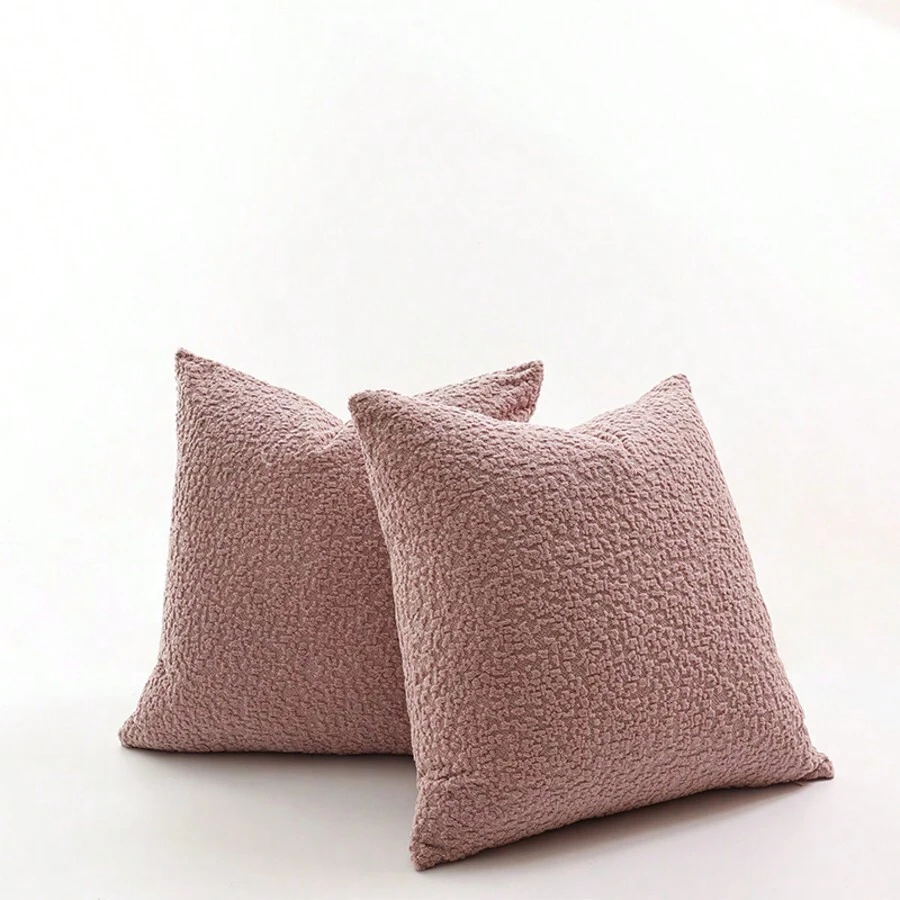 1pc Pebble Pattern Solid Color Pillow Case, Soft & Comfortable For Living Room/Bedroom Sofa, Square & Rectangle Pillow Covers, Inserts Not Included - Pink - View 1