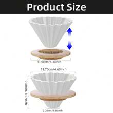 MYVIT 手冲咖啡壶套装、陶瓷手冲咖啡滴漏漏斗、竹制咖啡架、家用咖啡制作工具 - 均碼 - 查看 12