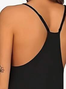 1 pieza Vestido negro elegante, sencillo y de moda para uso casual y diario para mujeres