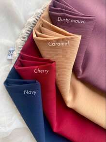 1pc Plain Pleated Chiffon Scarf, Women's Daily Headscarf, Women's Dress Accessory - Solid Color - View 3