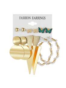 Simple Exaggerated Elegant Metal Geometric Stud Earrings, Perfect For Vacations, Dates, Gifts And Everyday Wear