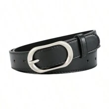 1pc Plus Size Women's Casual Waist Belt, Classic Silver Buckle Waistband Suitable For Daily Casual, College, Work Commute, Back To School Season, S To 4XL, Ideal For Valentine's Day Decoration And Gift - A - View 3