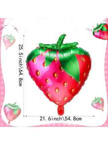 6pcs Cute Smiling Face Strawberry Balloons, Wedding Graduation Ceremony Backdrop Decor, Birthday Fruit Theme Party Decorations