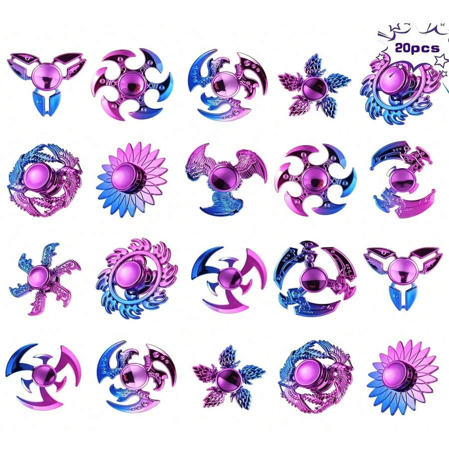 Random 20 Pack High Speed Hand Fidget Spinners For Adults , Fingertip Pack, Fidgets Toy, Party Favors Birthday Gifts Goodie Bag Stuffers Classroom Prizes