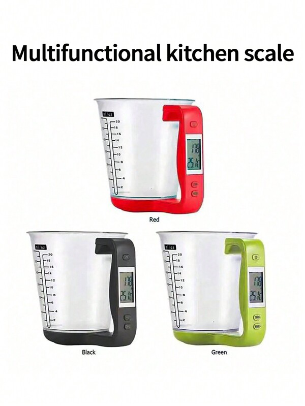 [Useful Tool]1pc Digital Kitchen Scale Electronic Measuring Cup Scale,Household Kettle Scale,With LCD Display Temperature Measurement,16x12.5x13.5cm,1kg/600ml Multi-Color Optional Food Scale,High-Precision Kitchen Electronic Cup Scale