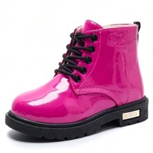 Girls' & Boys' Outdoor Casual Leather Boots, Girls Short Plush Lined Boot