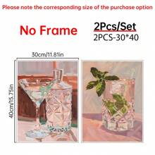 Conjunto de 2 impresiones con diseño de alcohol, arte de bar de martini, decoración para beber para pared del hogar y cocina, póster moderno de cóctel, pósteres de lienzo