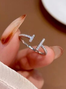 1 قطعة خاتم قابل للتعديل من الألماس والفضة الإسترليني عيار 925 للنساء، خاتم وعد ، خاتم الأبدية ، خاتم سنوي، هدية مجوهرات فاخرة للنساء