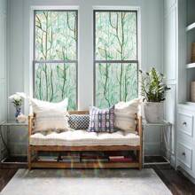 YUANYI 1 卷 17.5 英寸 * 39.4/78.7/118/157.6/197 英寸彩色隐私玻璃粘合膜,绿藤 3D 激光装饰窗贴,彩虹效果,适用于家庭,可重复使用的房间装饰 - 綠色 - 查看 16