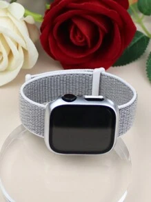 Compatible With Apple Watch Band Case Men'S And Women'S Fashion Sports Soft Breathable Magic Self-Adhesive Nylon Strap + Frosted Texture Anti-Drop And Scratch Pc And Tempered Glass Protective Film Integrated Watch Case Compatible With Apple Watch 40/41/42/44/45/46/49mm Replacement Band Case Compatible With Apple Watch Series Ultra/11/10/9/8/7/6/5/4/Se Band Case Washable Band Touch Sensitive Case - Slate Grey Strap + Silver Case - View 4