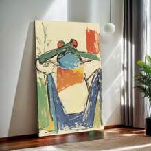 Impresión artística en lienzo de rana con estilo elegante - Decoración de pared de alta calidad y vibrante para sala de estar, dormitorio, cocina - Fácil de colgar, durable y elegantemente envuelto en lienzo - Pintura sobre lienzo - Ver 2